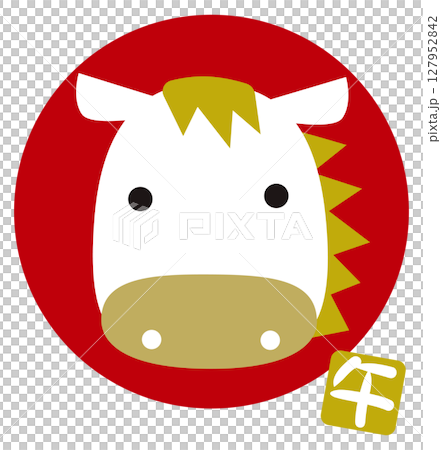 2026 Year of the Horse icon illustration / circle, red 127952842