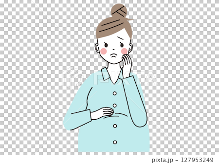 孕婦焦慮表情的插圖(上身) 孕婦焦慮表情的插圖(上身) 127953249