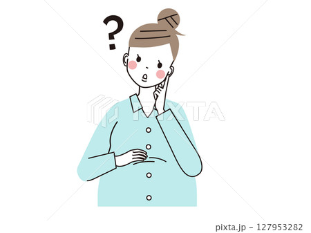 疑問に思っている妊婦さんのイラスト(上半身) 疑問に思っている妊婦さんのイラスト(上半身) 127953282