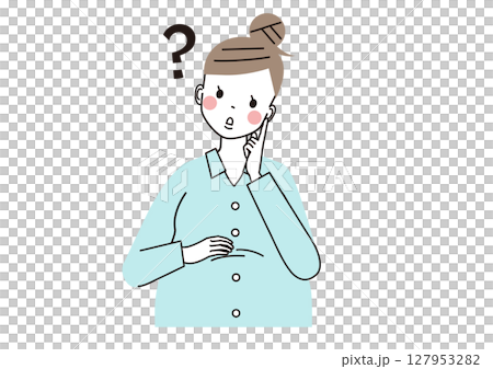 孕婦疑惑的插圖（上半身） 127953282