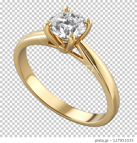 Pair of shiny golden wedding rings, a beautiful symbol of love and marriage, isolated on white for a romantic celebration 127953335