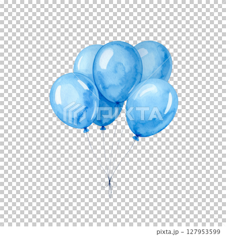 Blue balloons isolated on white background. 127953599