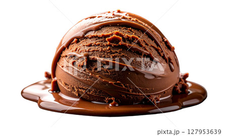 Delicious gourmet chocolate cake and ice cream treats isolated on white 127953639