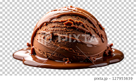 Delicious gourmet chocolate cake and ice cream treats isolated on white 127953639