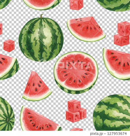 Watercolor style watermelon pattern 127953674