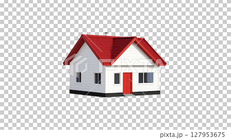 Small 3D model house on white background. Small 3D model house on white background. 127953675