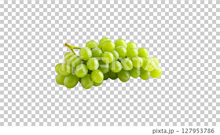 Fresh ripe green grapes in juicy bunches isolated on white background. 127953786