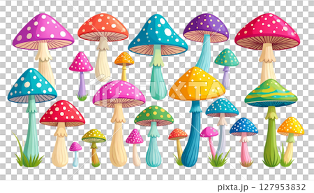 Cute illustrations of mushrooms and fungi. Cute illustrations of mushrooms and fungi. 127953832