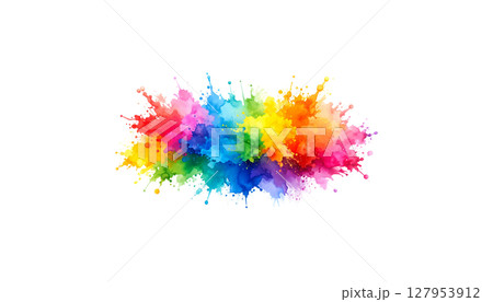 Abstract colorful watercolor paint splash with artistic grunge texture and rainbow pattern 127953912