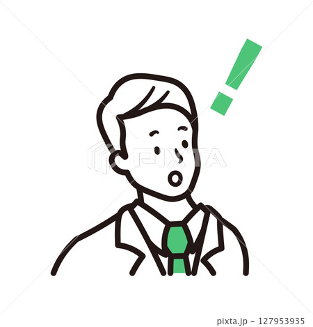 ビジネスマンが閃いている上半身のシンプルなイラスト素材 ビジネスマンが閃いている上半身のシンプルなイラスト素材 127953935