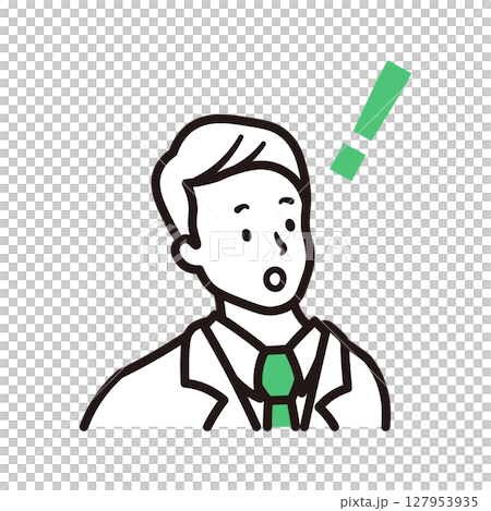 ビジネスマンが閃いている上半身のシンプルなイラスト素材 ビジネスマンが閃いている上半身のシンプルなイラスト素材 127953935