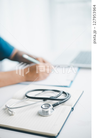 Concept business doctor education essential globalization, student learn and study in university and college to master knowledge needed travel global economy. book stethoscope for medical health care 127953964