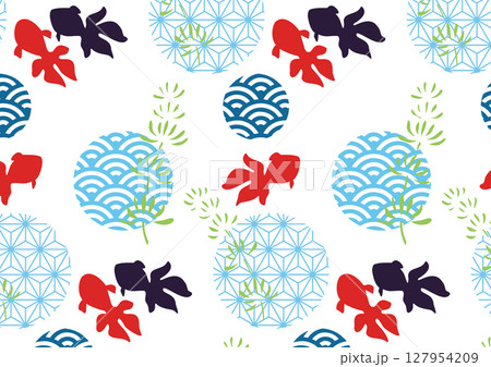 金魚と水草の和モダン壁紙2 金魚と水草の和モダン壁紙2 127954209