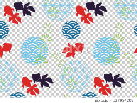 金魚と水草の和モダン壁紙2 金魚と水草の和モダン壁紙2 127954209