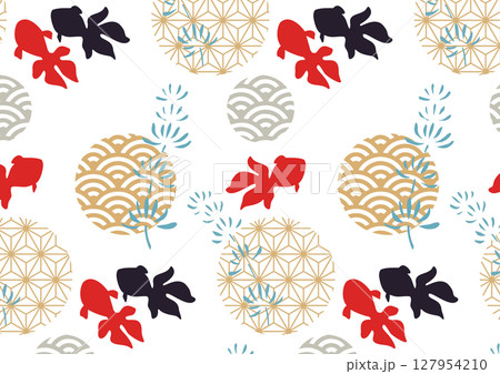 金魚が泳いでいる夏イメージのイラスト 127954210