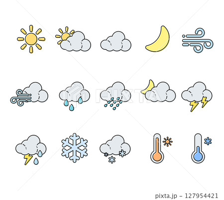simple cute weather icon set 127954421