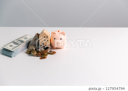 Business concept growth involves strategic financial management money loan investment bank real estate economic development encourage save buy home car education income stack investment economy return 127954794