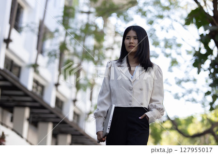 Future remote work combines technology smart phone connection online white digital business woman enable e-learning productivity while travel blend comfort modern devices serenity computer equipment 127955017