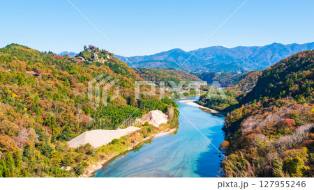 苗木城跡と木曽川（秋） 127955246