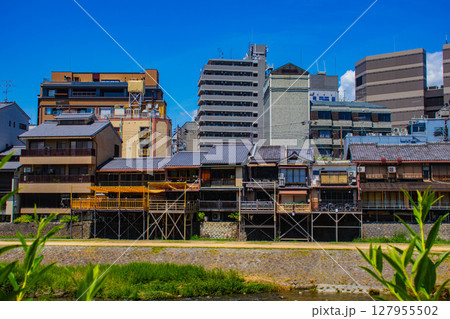 【京都風景】鴨川と先斗町周辺の穏やかな情景 127955502