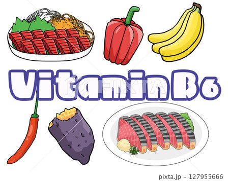 ビタミンB6のイメージイラスト（背景なし）（英字） 127955666