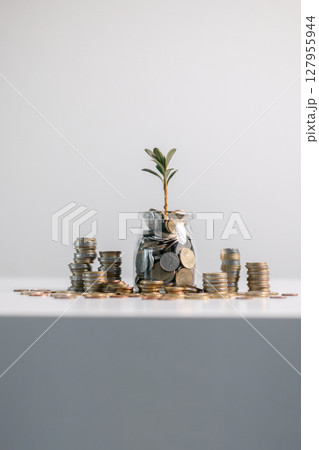 Business concept growth involves strategic financial management money loan investment bank real estate economic development encourage save buy home car education income stack investment economy return 127955944