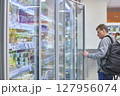 Customer Carefully Chooses Refreshing Products At Store 127956074