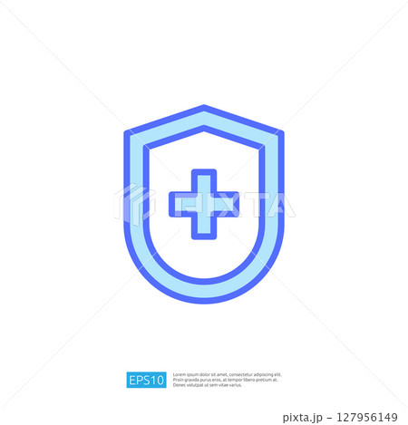 Health and Safety Shield Icon Representing Clean and Disinfect Measures in Medical Environment 127956149