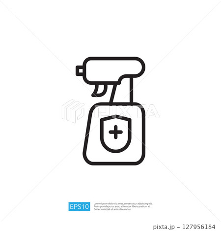 Disinfectant Spray Bottle Icon with Health Symbol for Clean and Safe Environments Disinfectant Spray Bottle Icon with Health Symbol for Clean and Safe Environments 127956184