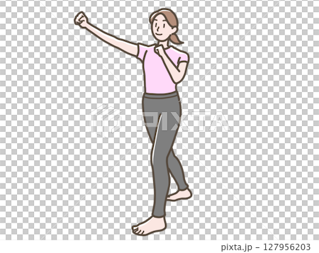 Illustration of a woman doing boxing exercise 127956203