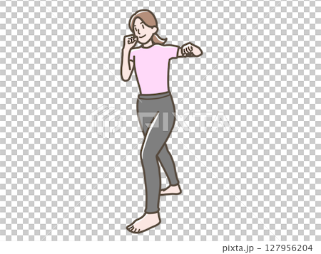 ボクササイズをする女性のイラスト 127956204