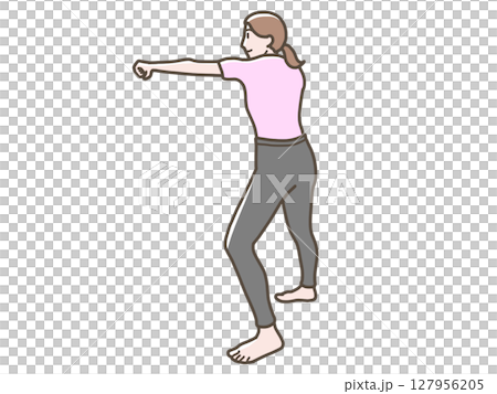 女子做拳擊練習的插圖 127956205