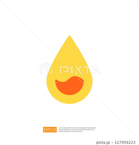 Bright Yellow Clean and Disinfect Icon Representing Health and Safety with a Droplet Shape in Orange Detailing 127956223