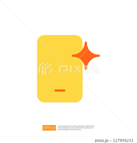 Yellow Icon Illustrating a Clean and Disinfected Surface with a Sparkle Effect Representing Hygiene and Safety Measures Yellow Icon Illustrating a Clean and Disinfected Surface with a Sparkle Effect Representing Hygiene and Safety Measures 127956231