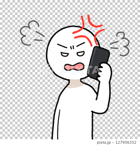 Illustration of a person being angry while on the phone Illustration of a person being angry while on the phone 127956352