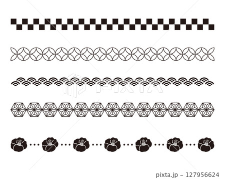 シンプルな和風のラインセット黒 シンプルな和風のラインセット黒 127956624