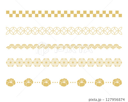 シンプルな和風のラインセット 127956874