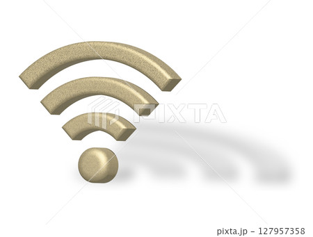 ゴールドのWi-Fiマークのイラスト 3D ピクトグラム 127957358