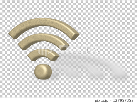 ゴールドのWi-Fiマークのイラスト 3D ピクトグラム 127957358