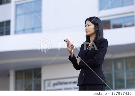 Future remote work combines technology smart phone digital business woman enable e-learning productivity while travel blend comfort modern devices serenity computer equipment connection online world 127957436