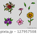Pixel set of flower vector., retro style 127957508