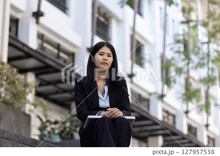 Future remote work combines technology smart phone digital business woman enable e-learning productivity while travel blend comfort modern devices serenity computer equipment connection online world 127957538