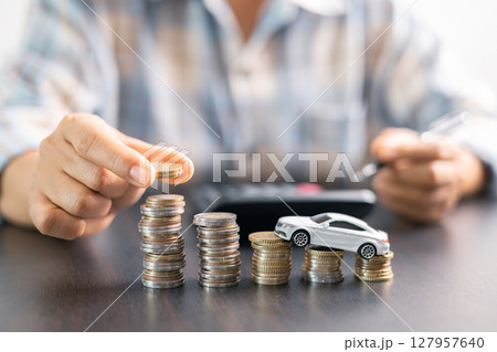 Concept businessman vehicle finance protection office plan investment protect hand save buy sell car ensuring idea financial security automobile agent purchase insurance secure favorable loan deal 127957640