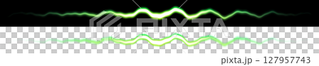 Green wavy rays on black and transparent background 127957743