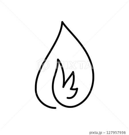 Simply line vector art depiction of fire capturing logo icon, flames the essence of warmth, vitality, and burning 127957936
