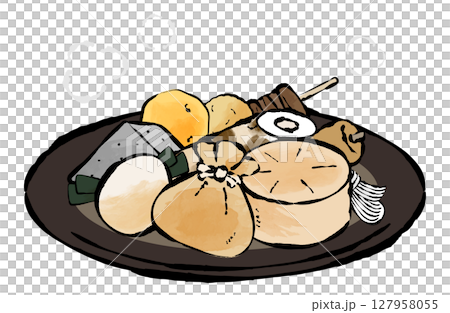 おでんのベクターイラスト 手描き 筆 冬 鍋物 127958055