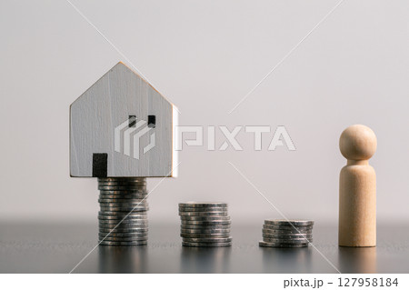 Business home concept involves strategic financial management money coin save bank real estate economic loan investment development growth encourage accountancy buy income stack investment economy 127958184