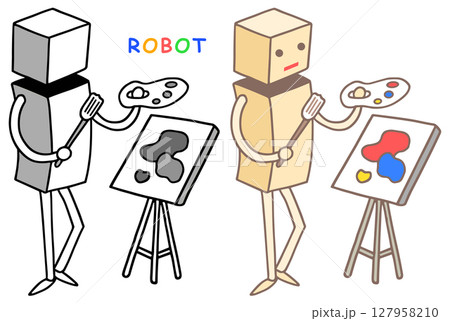 ロボットキャラクター - 画家・芸術家・キャンバス・イーゼル ロボットキャラクター - 画家・芸術家・キャンバス・イーゼル 127958210