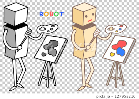 ロボットキャラクター - 画家・芸術家・キャンバス・イーゼル ロボットキャラクター - 画家・芸術家・キャンバス・イーゼル 127958210