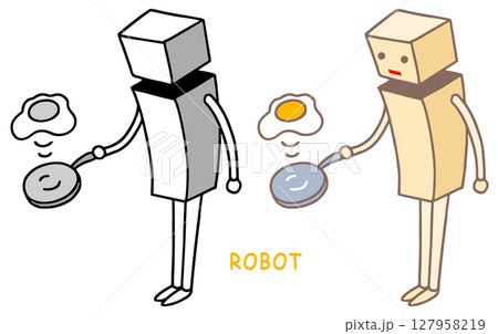 ロボットキャラクター - 料理・クッキング・目玉焼き 127958219